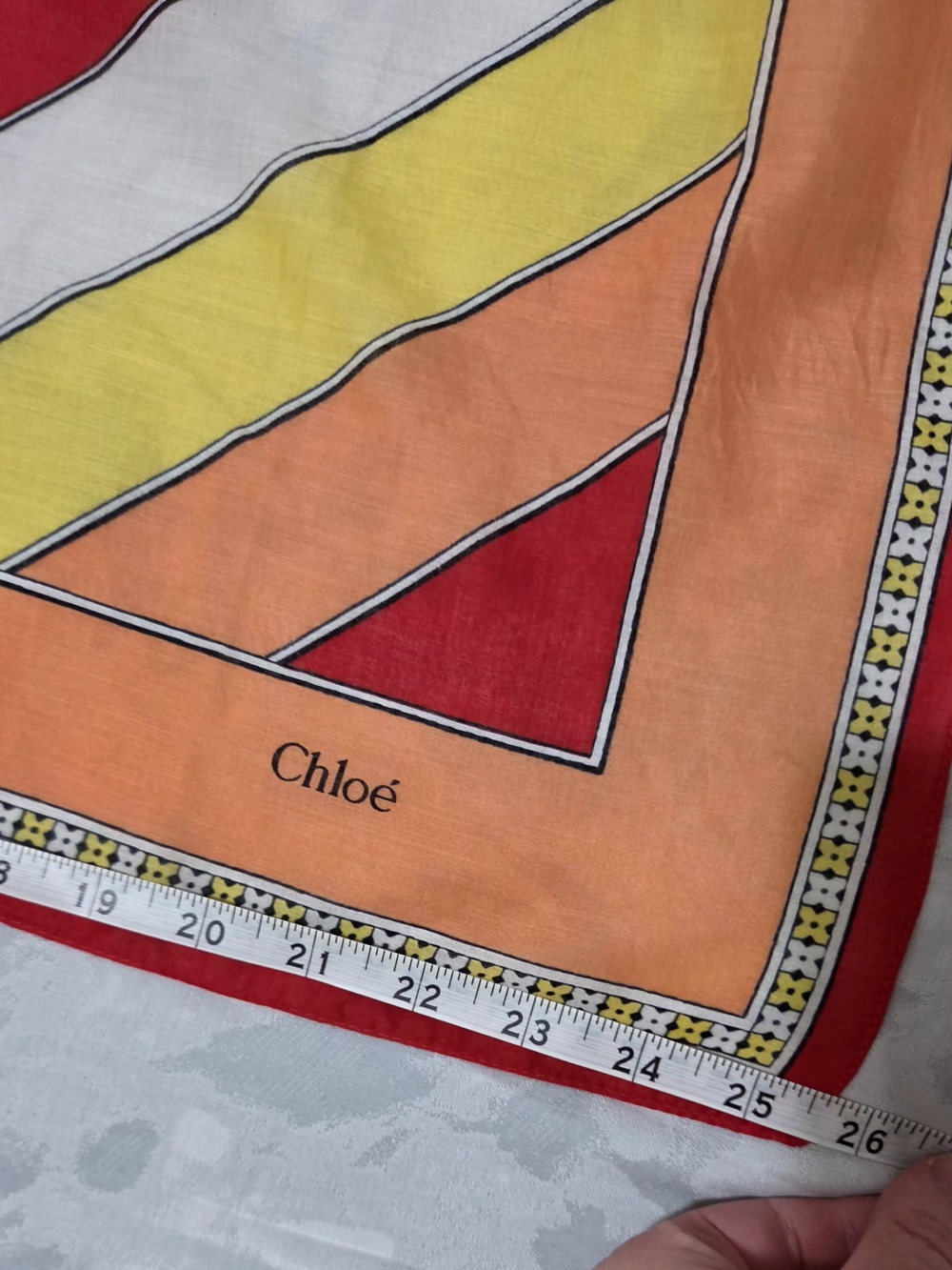Chloé Scarf - Orange and Red Geometric Design